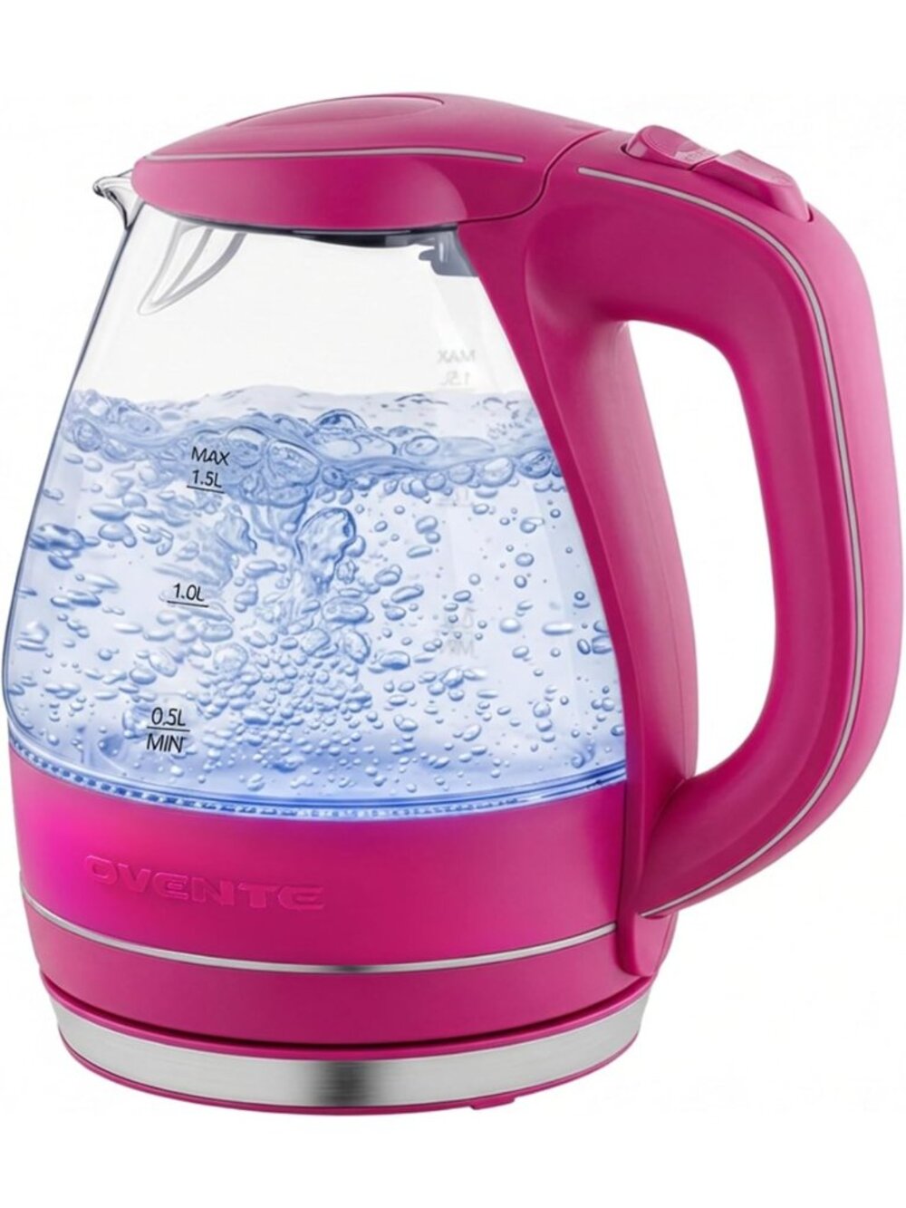 Stylish 1.5L Glass Electric Kettle Water Boiler in Pink - Fast Boiling, Easy